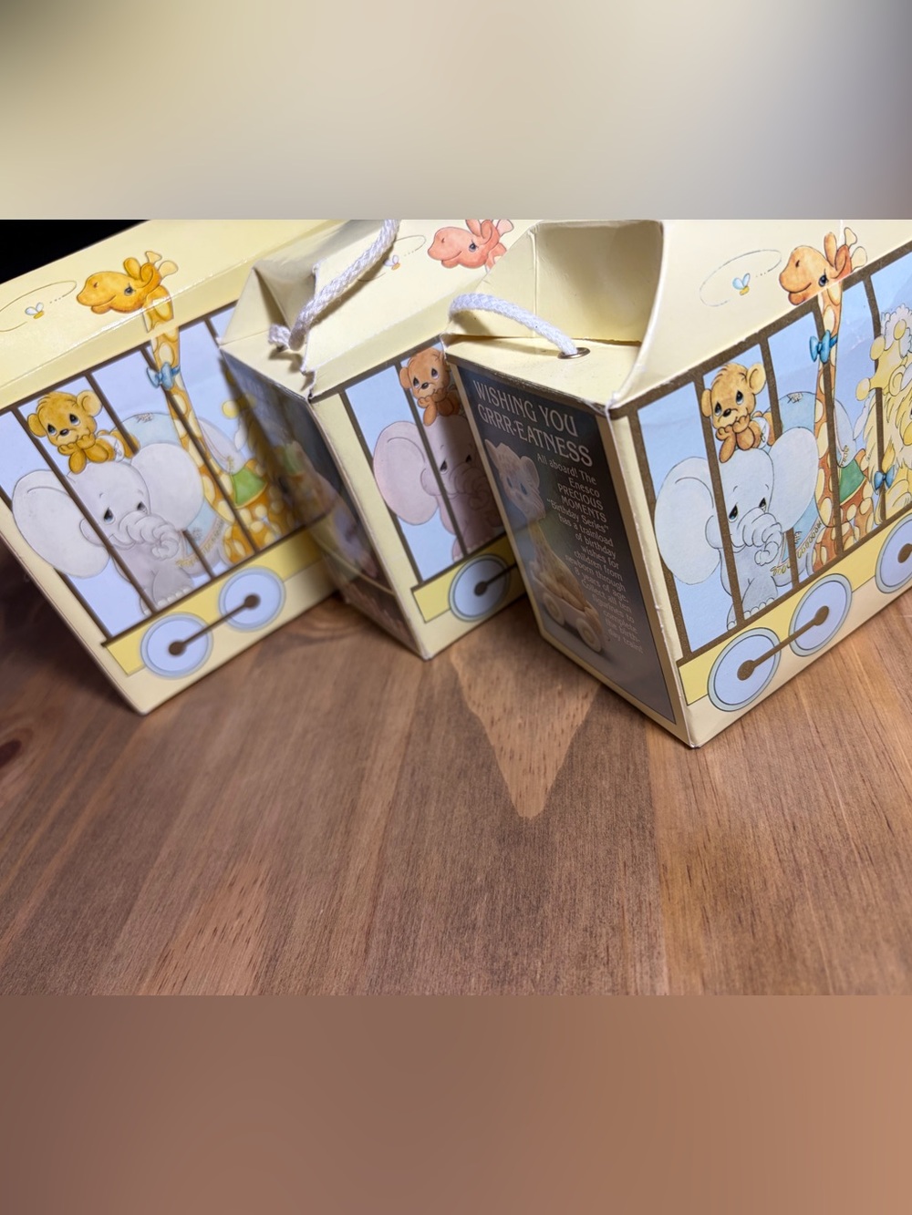 Vintage precious moments Birthday circus train animals- original boxes